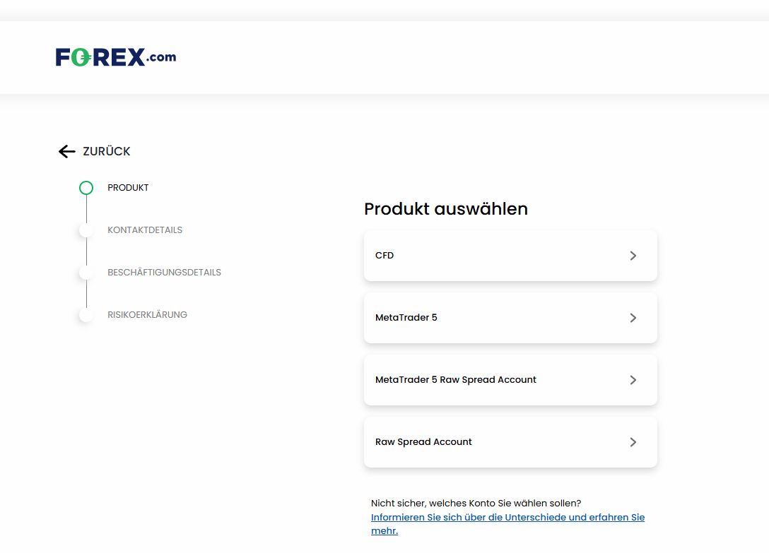 Kontoeröffnung bei Forex.com