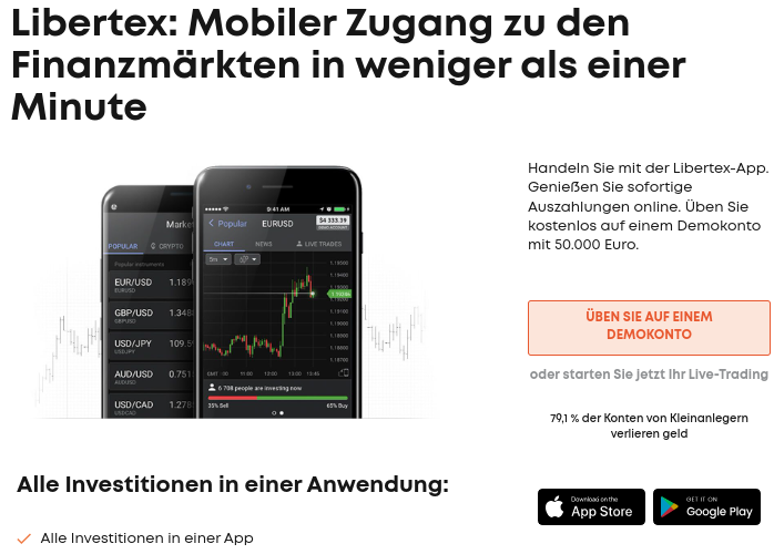Hochwertige App von Libertex im Angebot