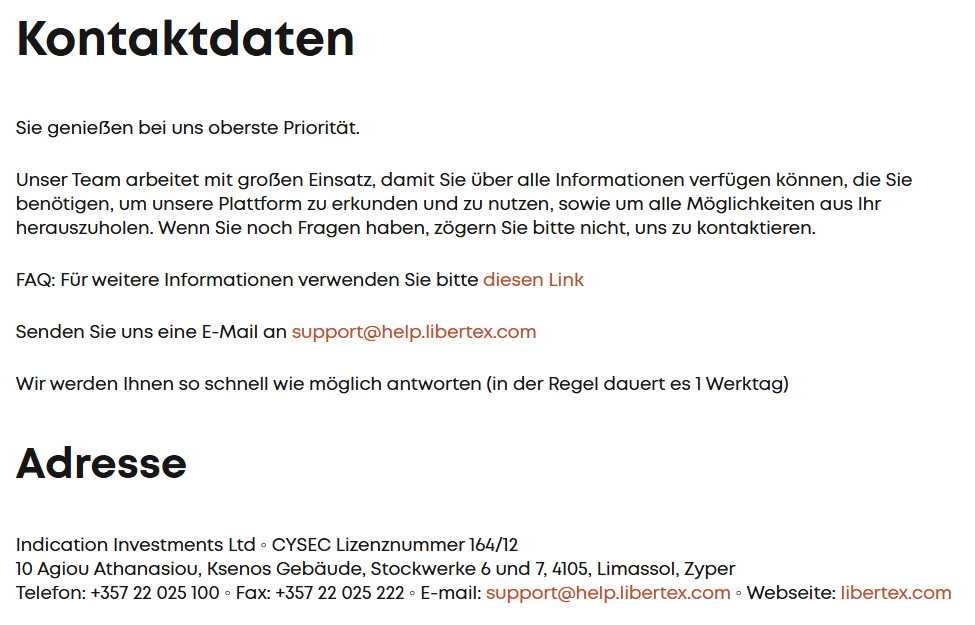 Libertex Kontakt