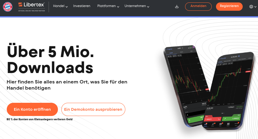 Hauptseite des Trading Kontos Libertex