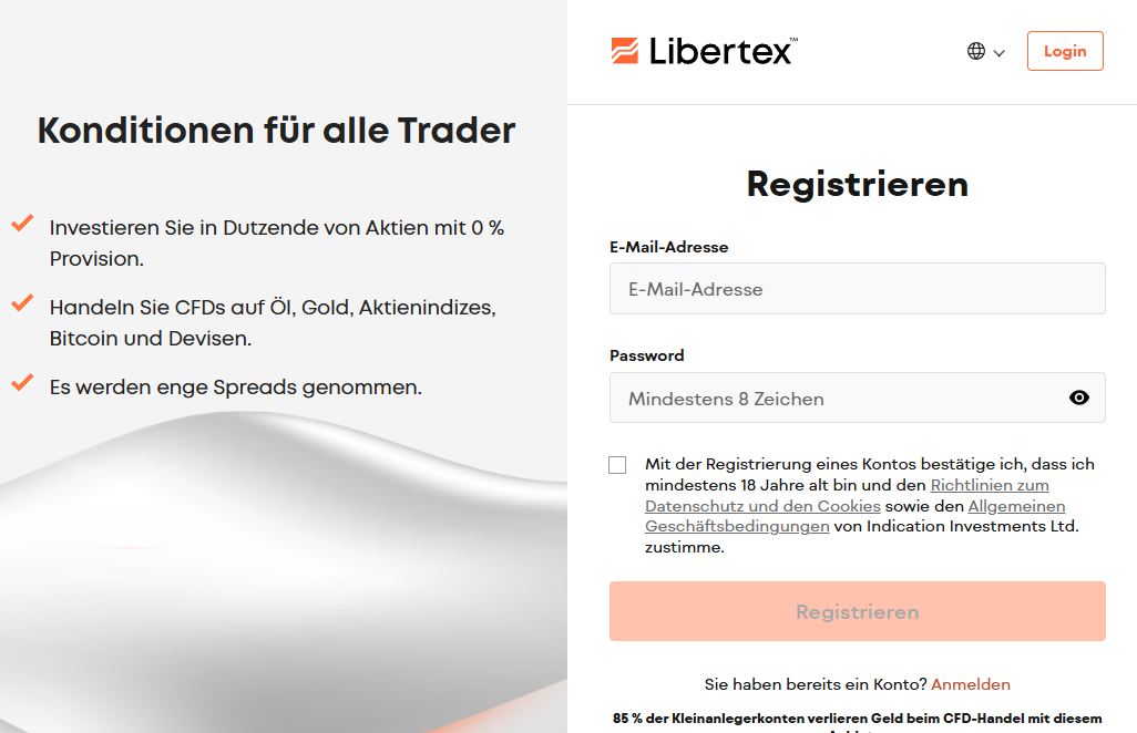 Trading Konto bei Libertex eröffnen