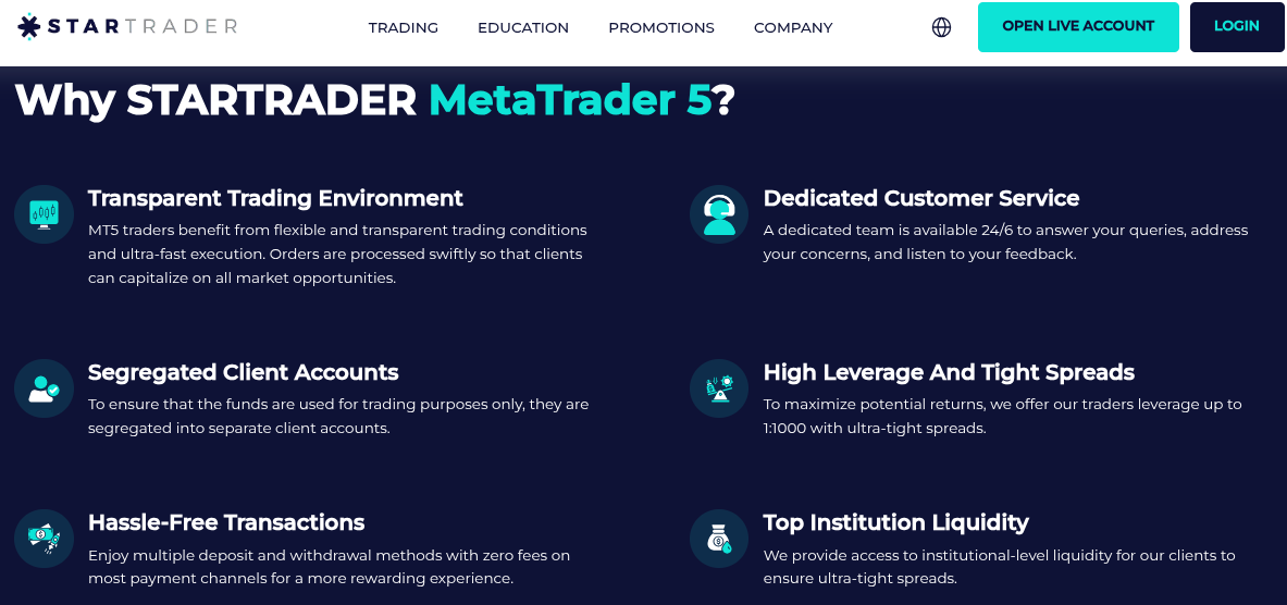 StarTrader mit MT5 Vorteilen