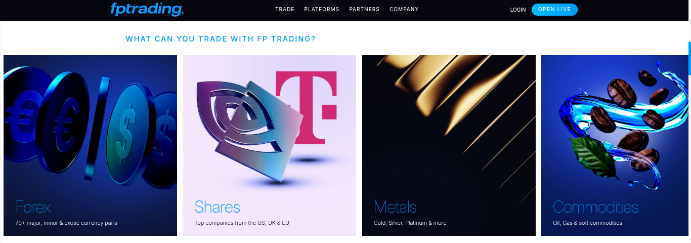 Verfügbare Märkte bei FP Trading