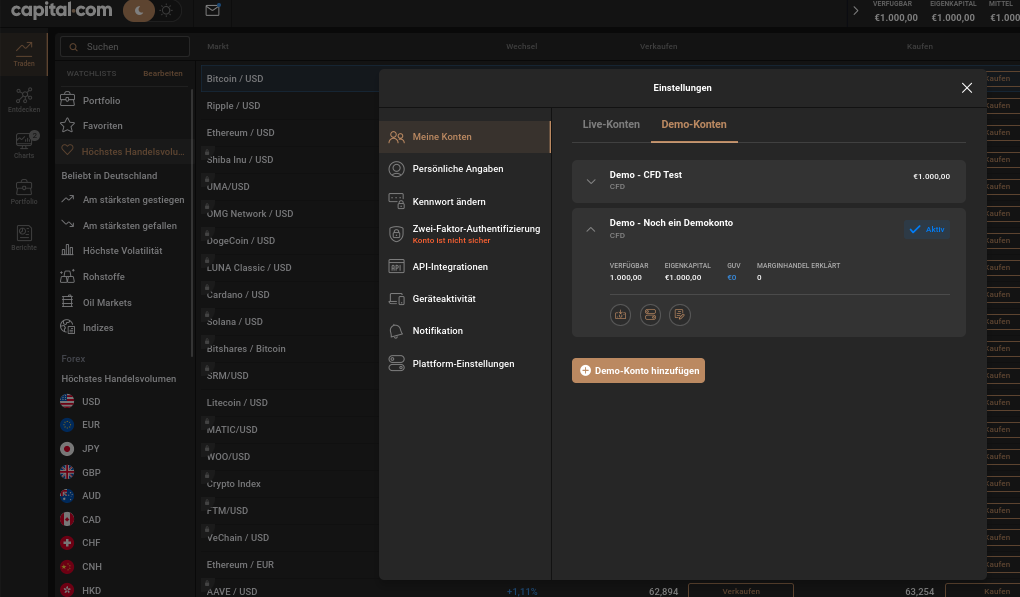Demokonto Capital.com