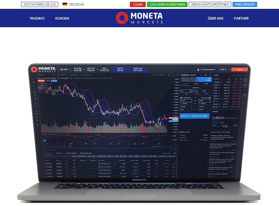 MonetaMarkets Website Screenshot