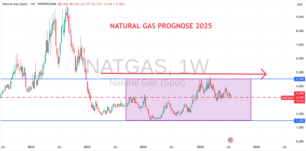 Natural Gas Prognose für 2025 (TradingView)
