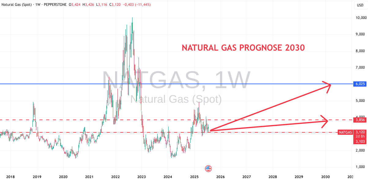 Natural Gas Prognose für 2030 nach TradingView