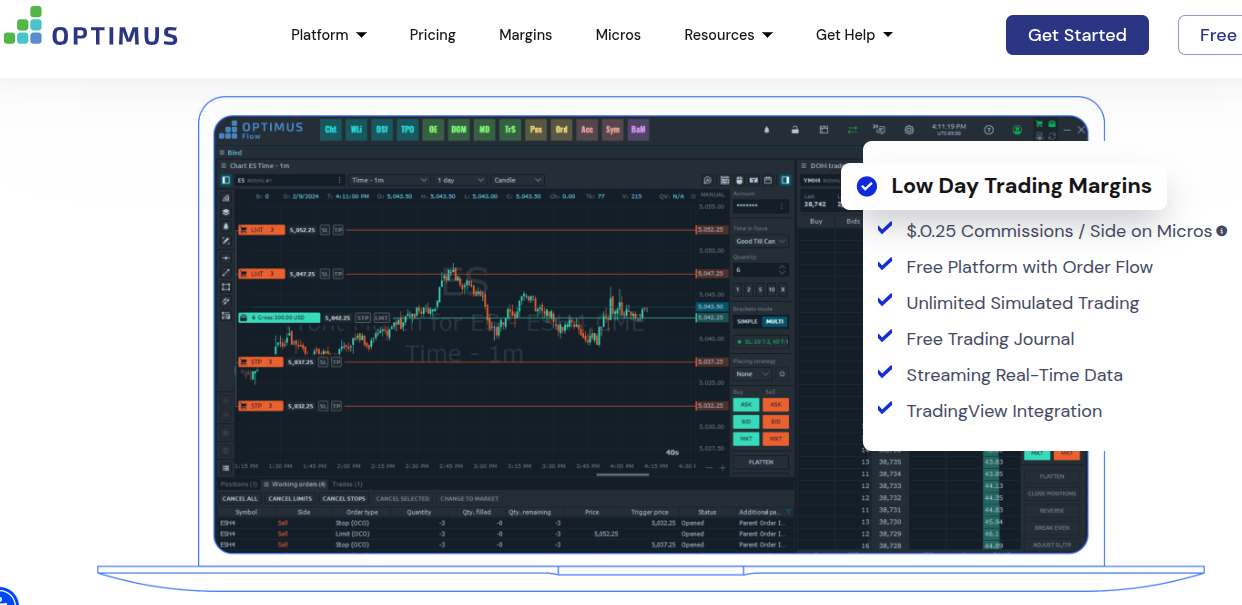 Optimus Futures Webseite