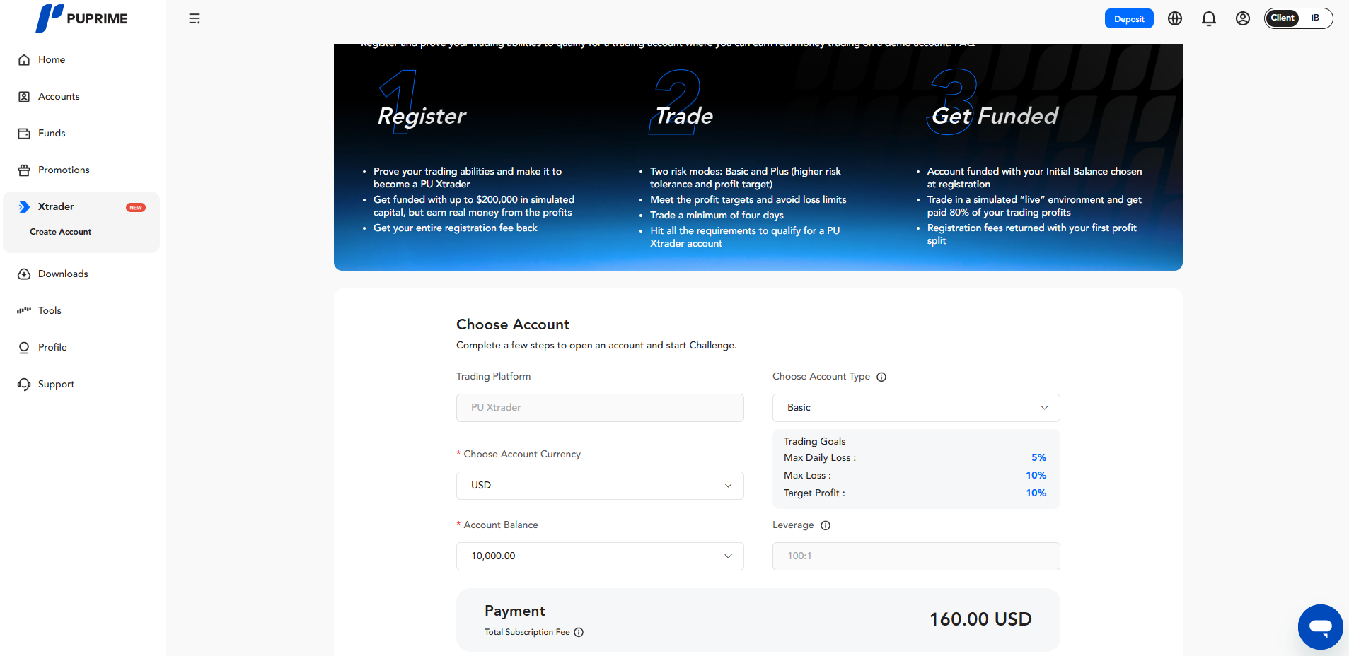 PU Prime Funded Account