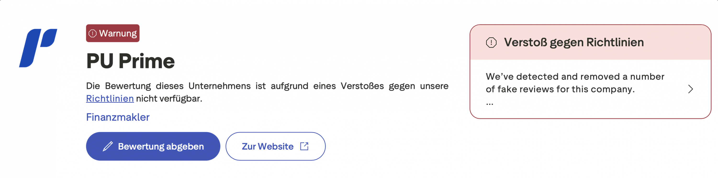 PU Prime Trustpilot