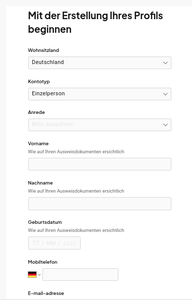 Eröffnen eines Profils bei Pepperstone