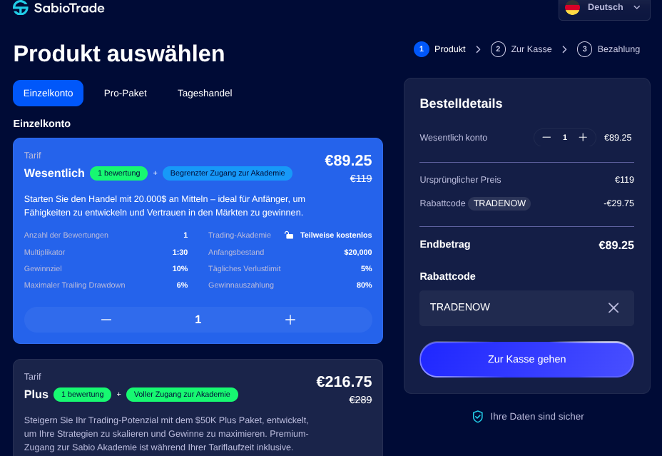 Sabio Trade Angebote