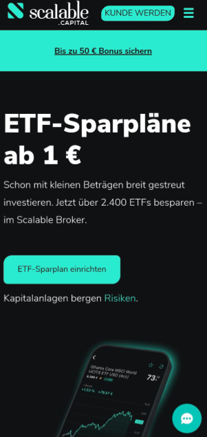 ETF Sparpläne ab 1 Euro bei Scalable Capital