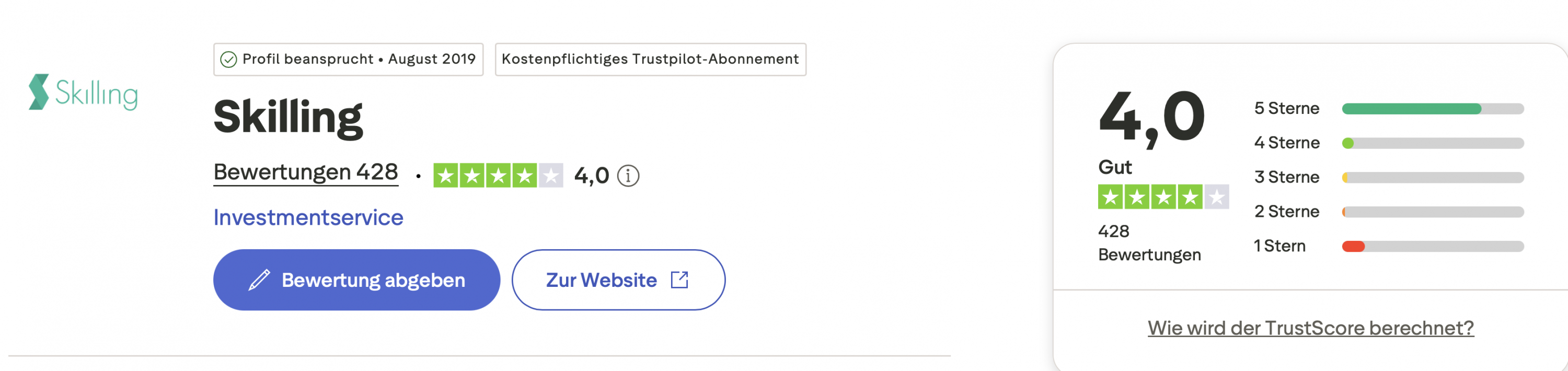 Skilling Trustpilot