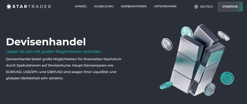 Webseite des Forex Brokers StarTrader