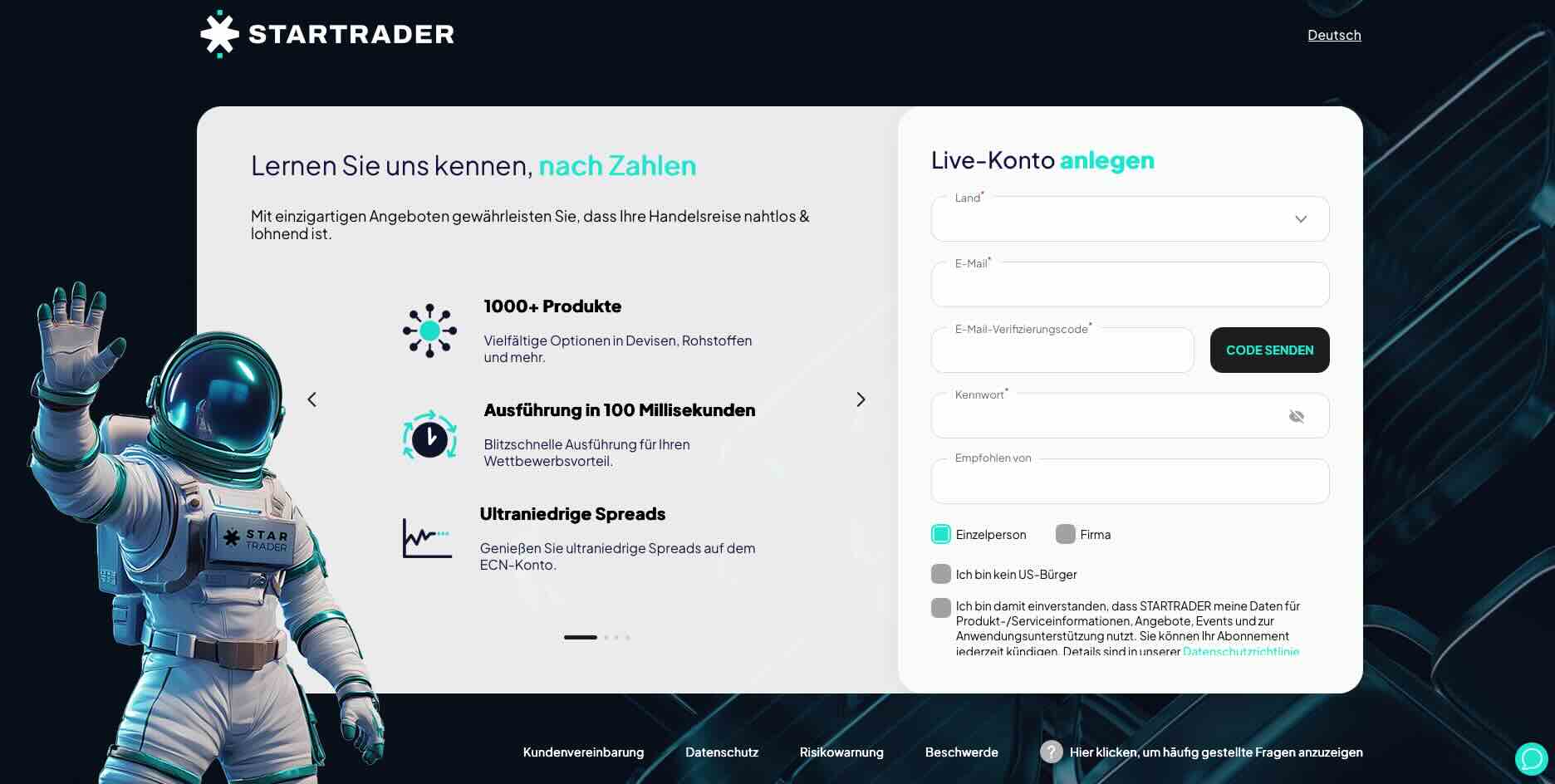 Startrader Registrierung
