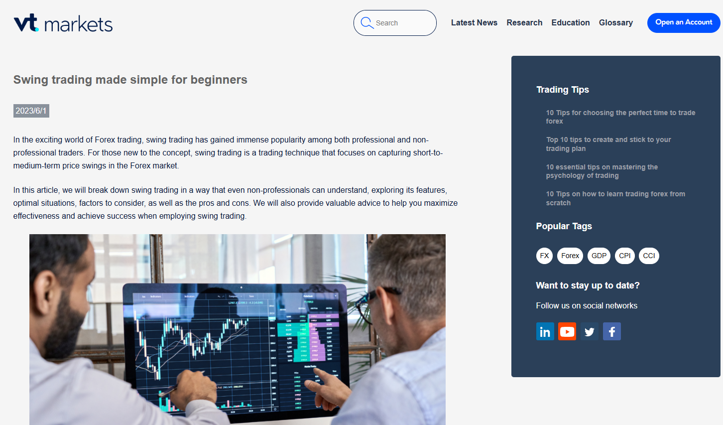 Swing Trading ist bei VT Markets möglich
