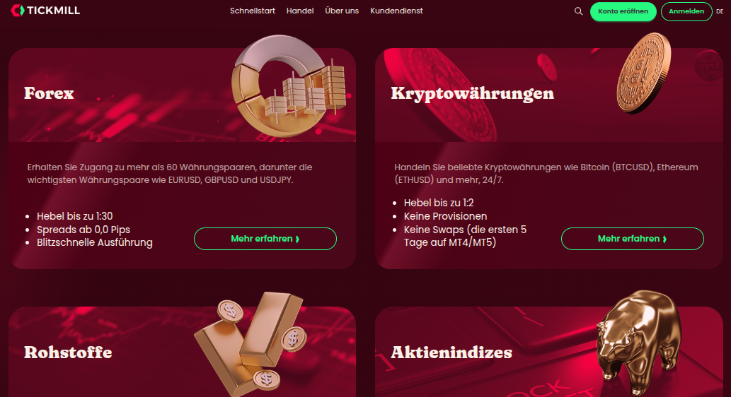 Assets bei Tickmill