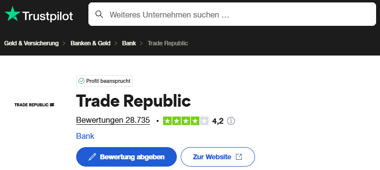 Trade Republic Trustpilot Bewertungen