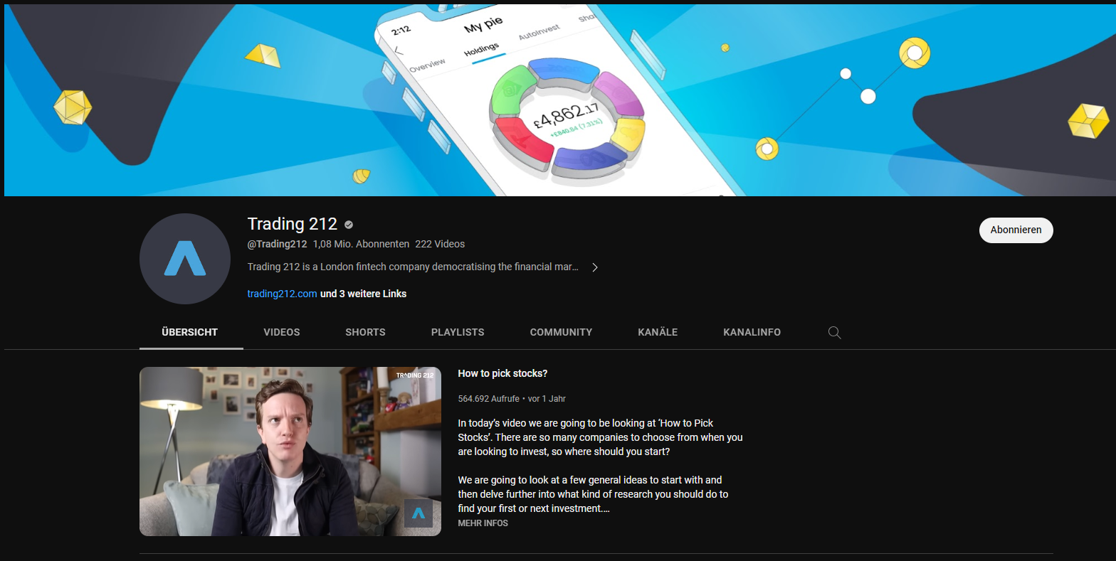 Trading 212 YouTube Kanal
