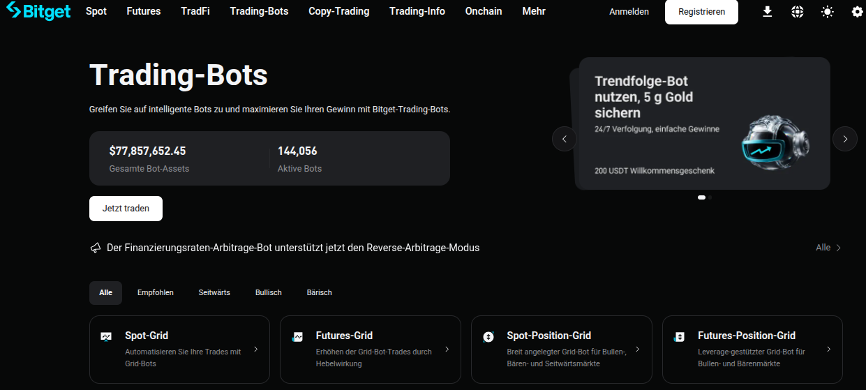 Trading Bots bei der Kryptobörse Bitget