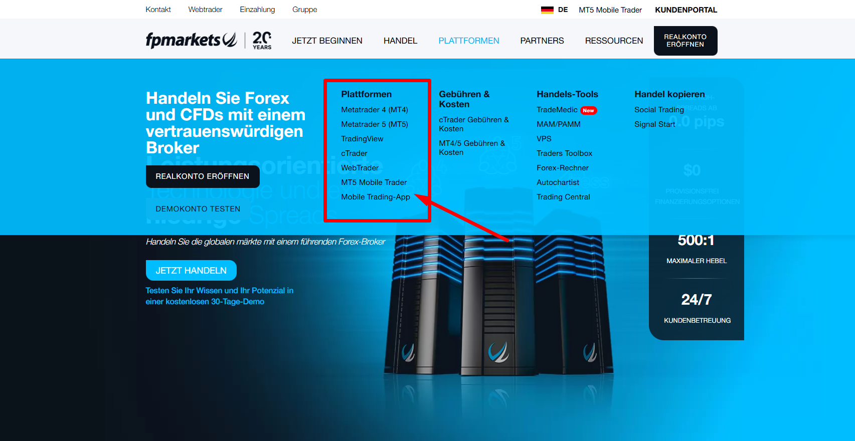 Trading Plattformen bei FP Markets