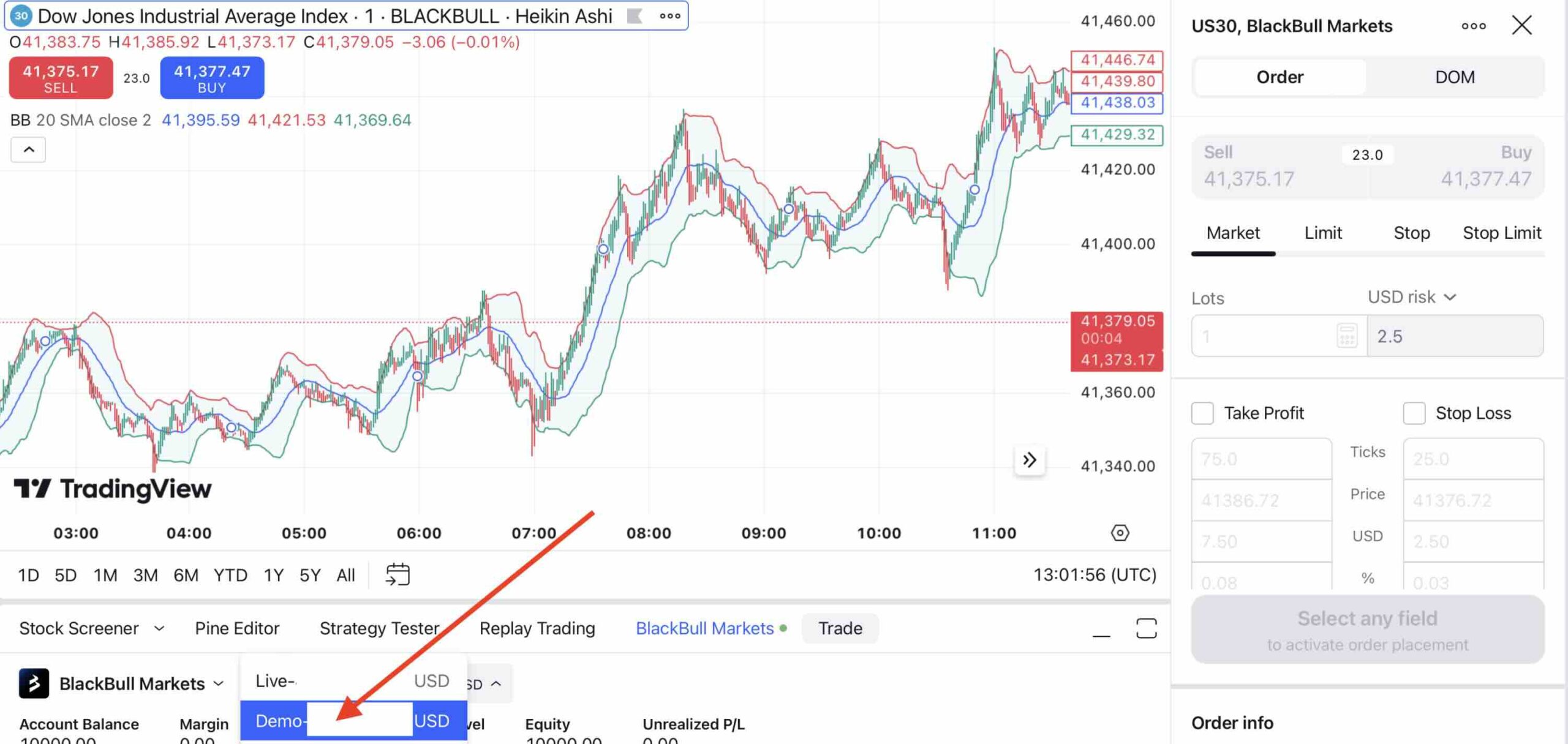 Trading View Demokonto in USD