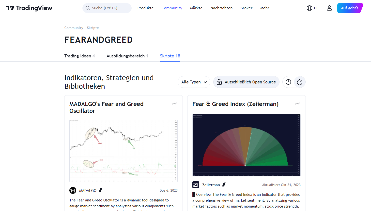 TradingView - Fear and Greed Skripte