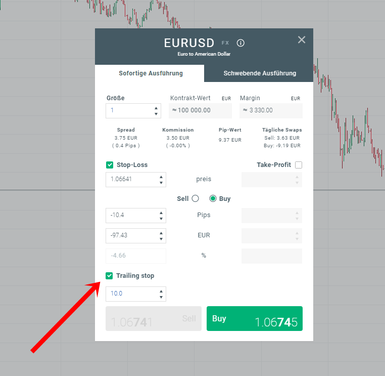 Trailing Stop Order Anwendung
