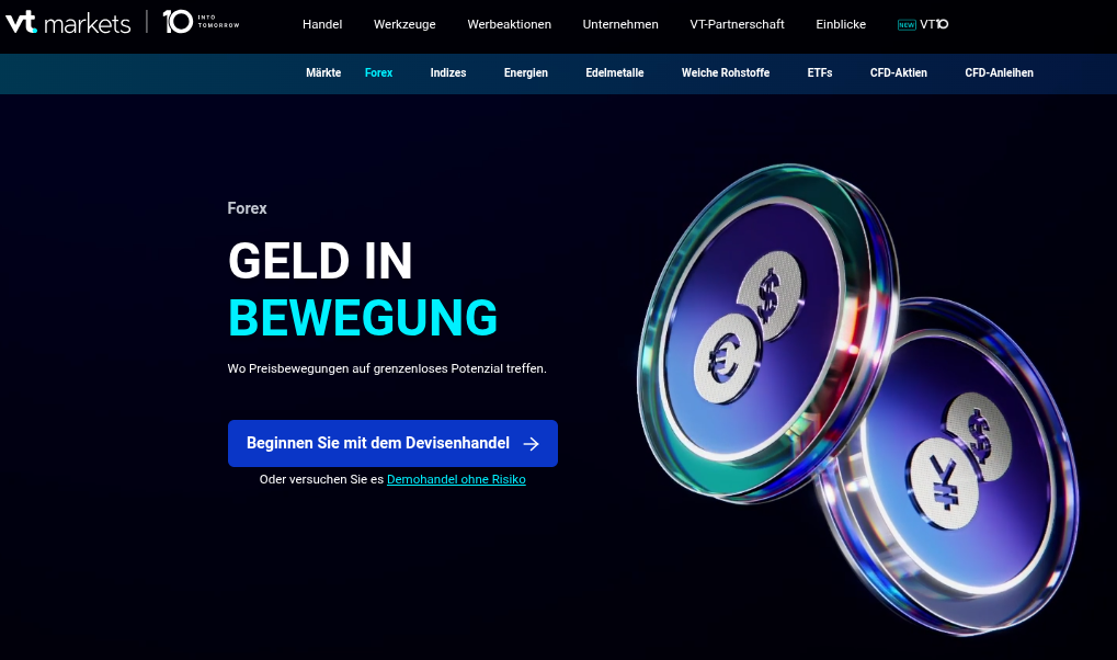 Forex Handel auf der Seite von VT Markets