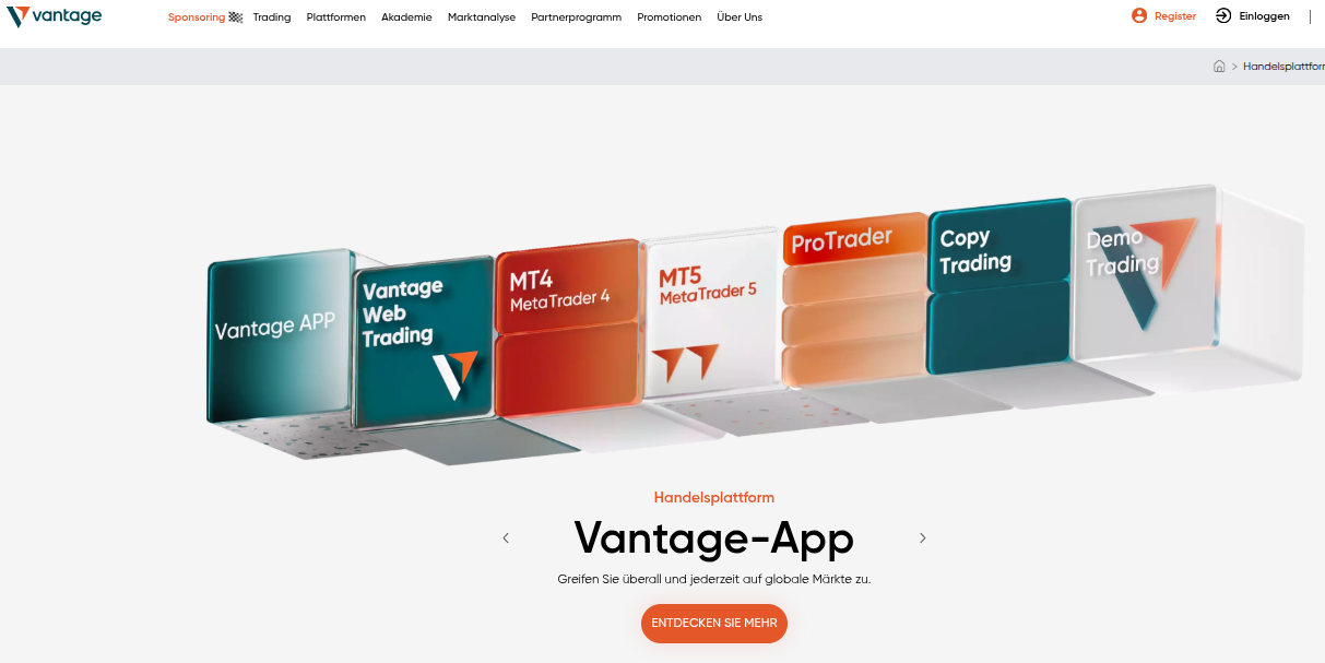 Vantage Markets App für Forex
