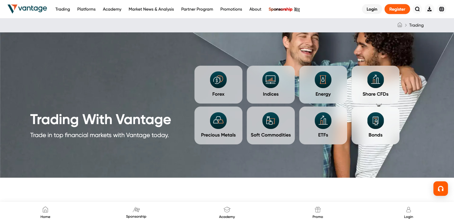 Vantage Markets Online Trading Plattform