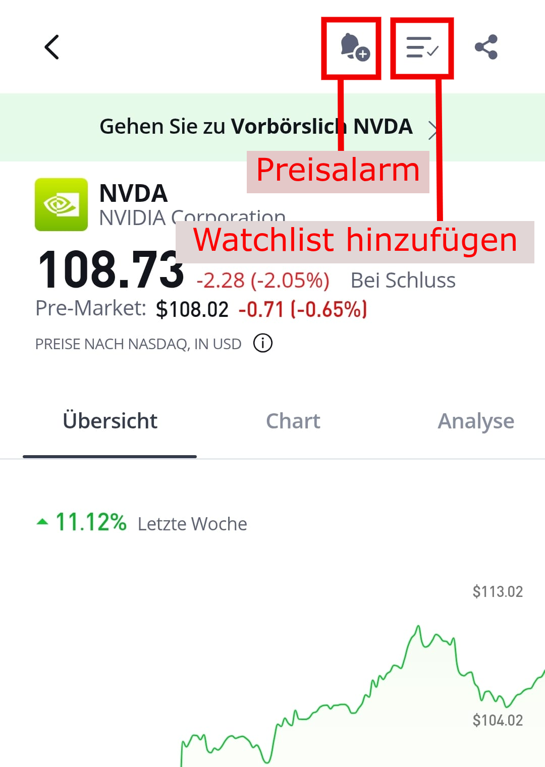 Aktien zum Kaufen der App Watchlist von etoro  hinzufügen 