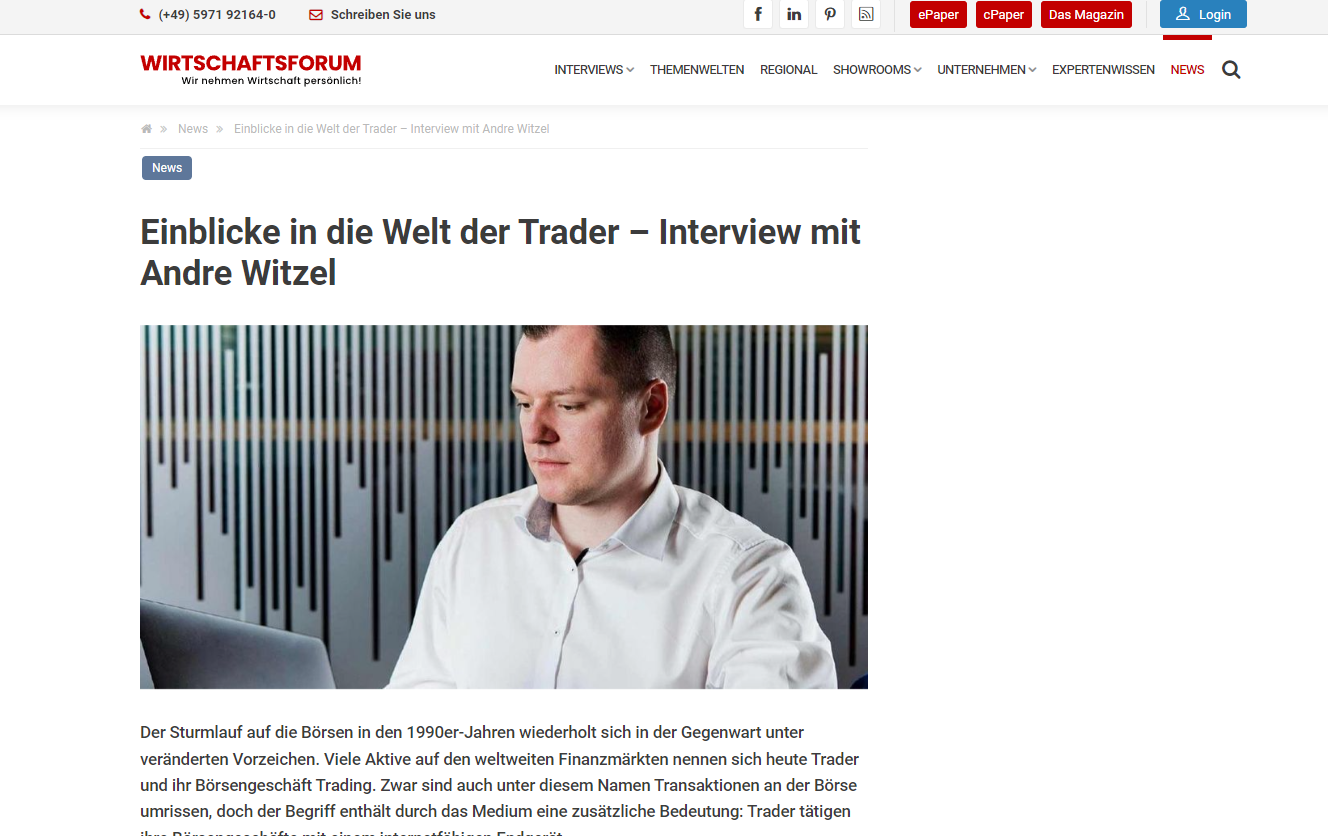 Wirtschaftforum über Andre Witzel und trading.de