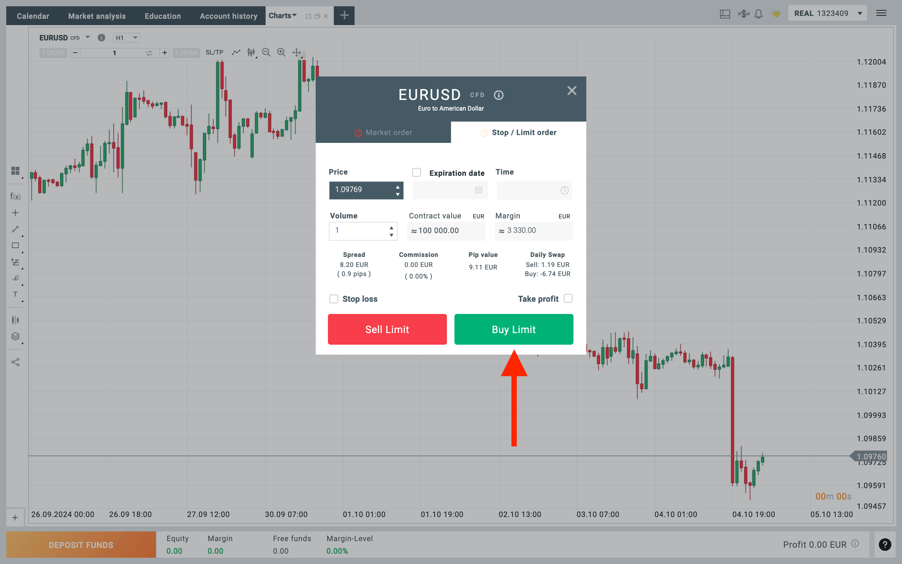 XTB Buy Limit Order