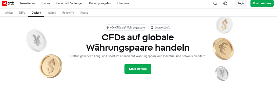 Trading App von XTB mit Forex