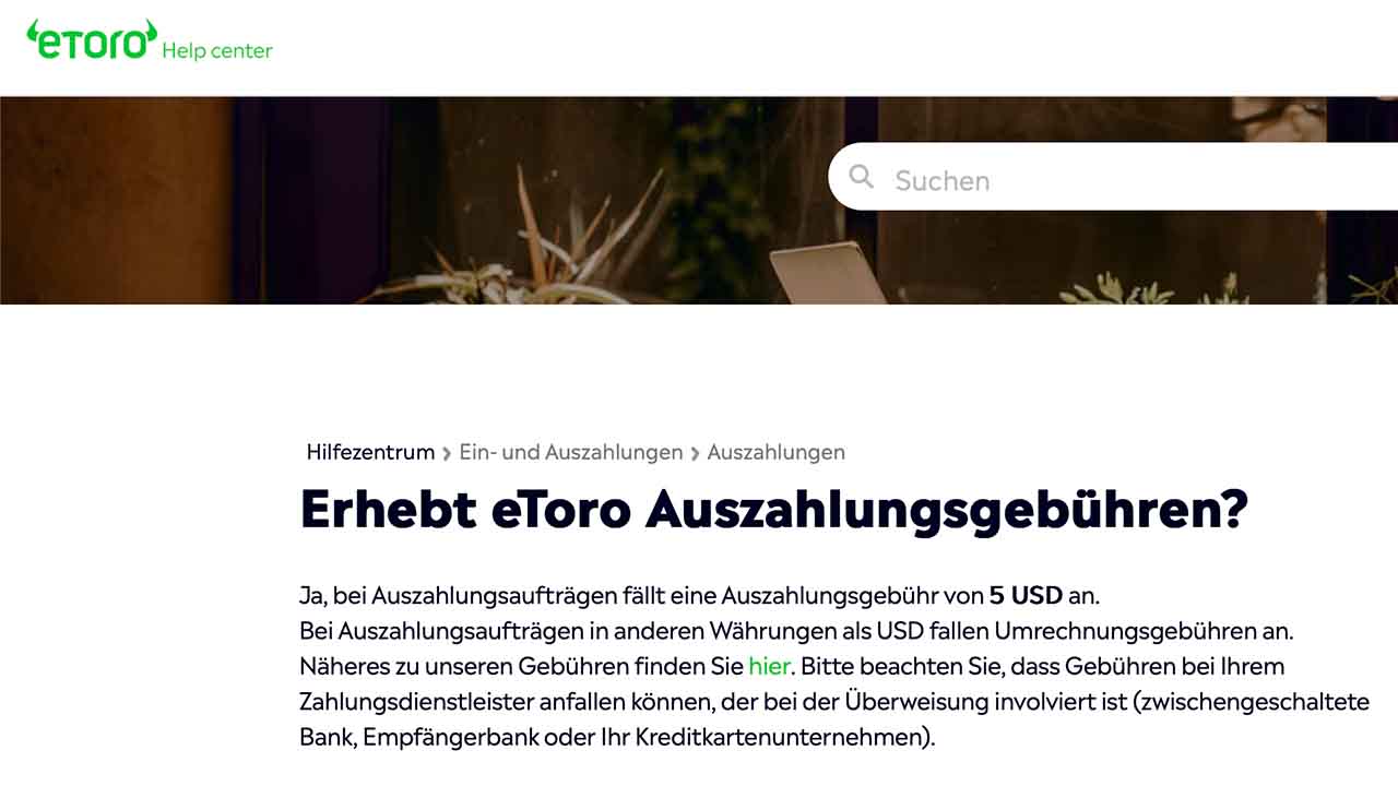 eToro Auszahlung