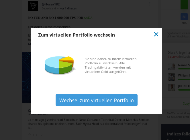 eToro virtuelles portfolio