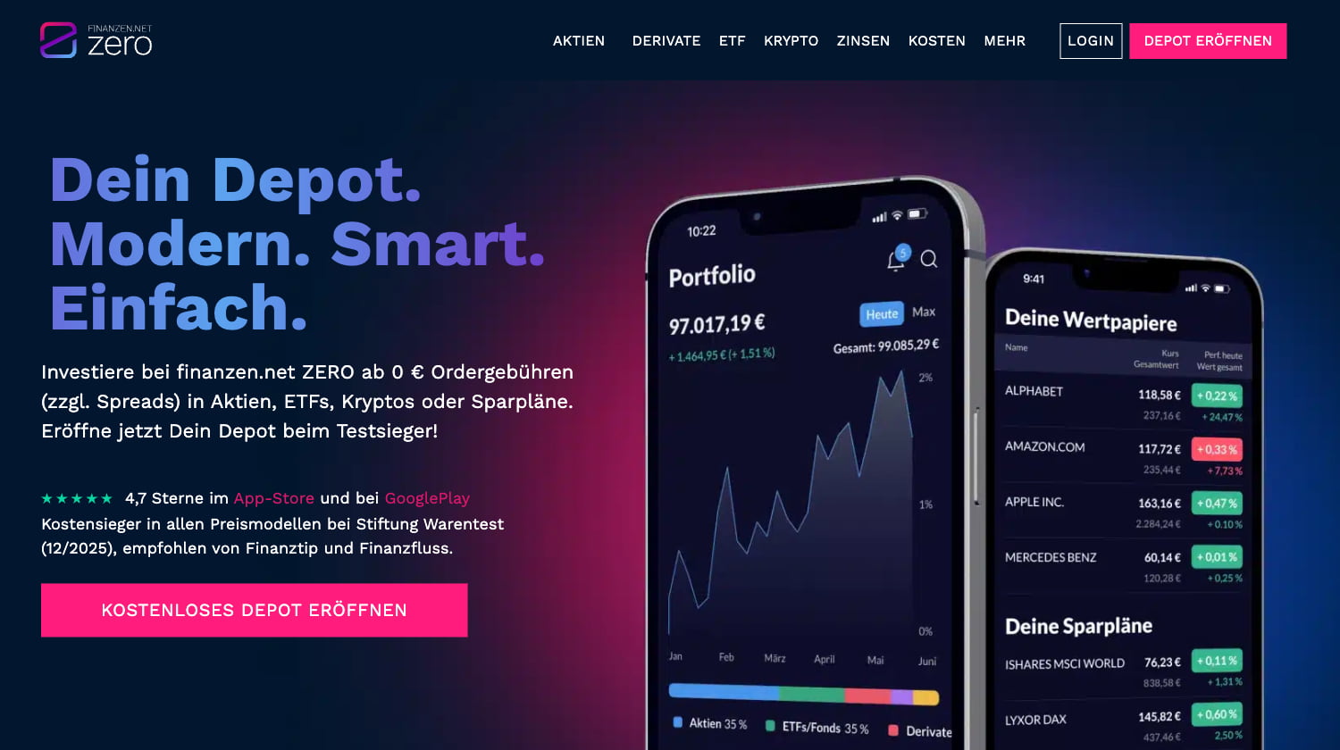 finanzen.net ZERO Online Trading Plattform