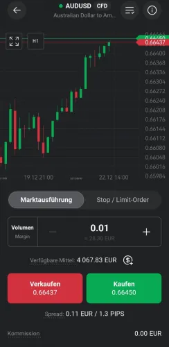 Trading App Ansicht bei XTB
