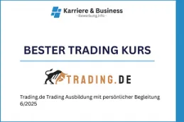 Auszeichnung zur besten Trading Ausbildung und Kurs für Trading.de von Bewerbung.info