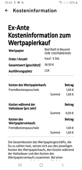 Trade Republic Kosteninformation