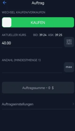 Kauf in der App von freedom24 einleiten