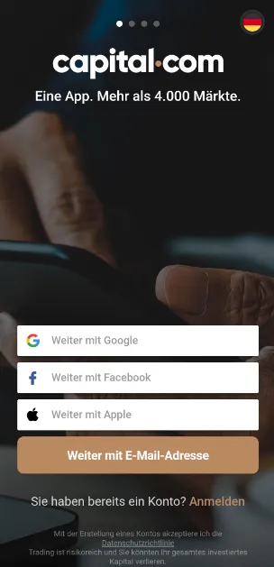 Anmeldung für die Trading App
