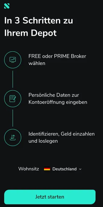 Anmeldung für die Aktien App von Scalable Capital
