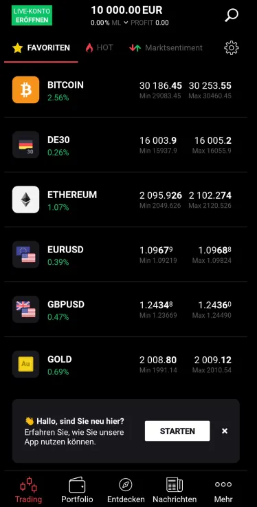 Aktien Trading App Screenshot XTB