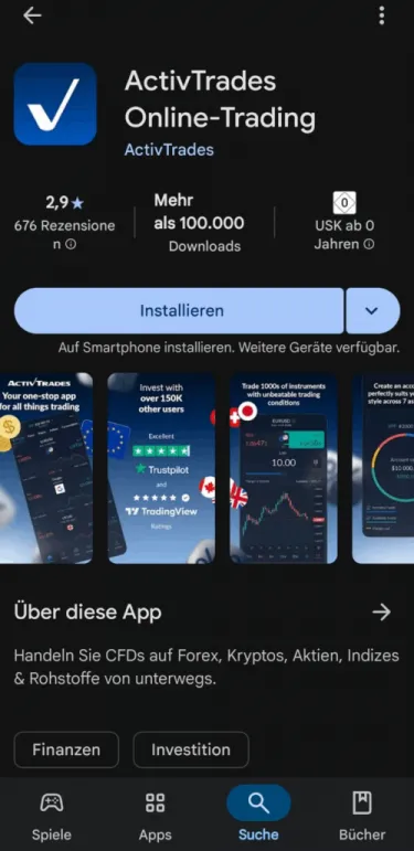 Activ Trades App für Aktien herunterladen