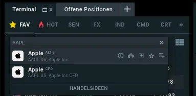 CFD und Aktien Angebot für Apple bei XTB