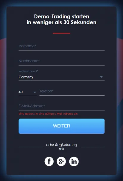Moneta Markets Demokonto eröffnen Schritt 1
