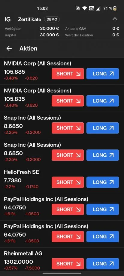 IG Trading-App Sreenshot 2